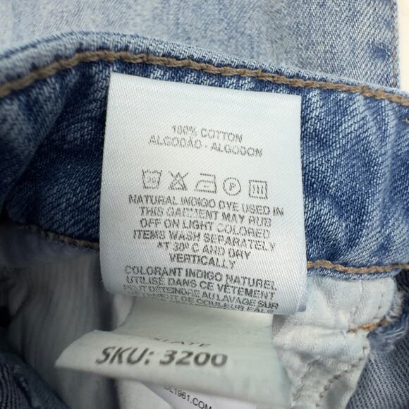 DL1961 Hepburn High Rise Wide Leg Light Wash Distressed Raw Hem Jeans Women's 26 - Picture 7 of 7